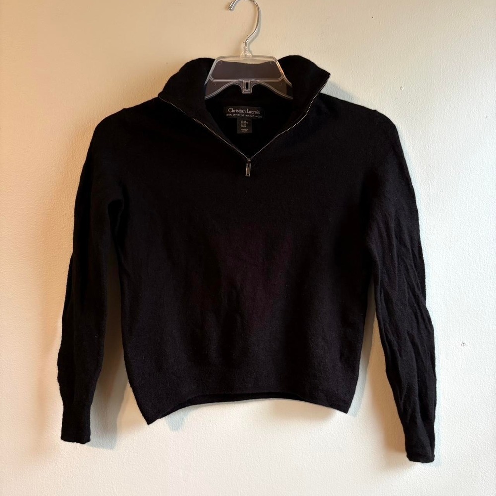 🖤 Christian Lacroix 100% Extrafine Merino Wool Quarter Zip Sweater 🖤